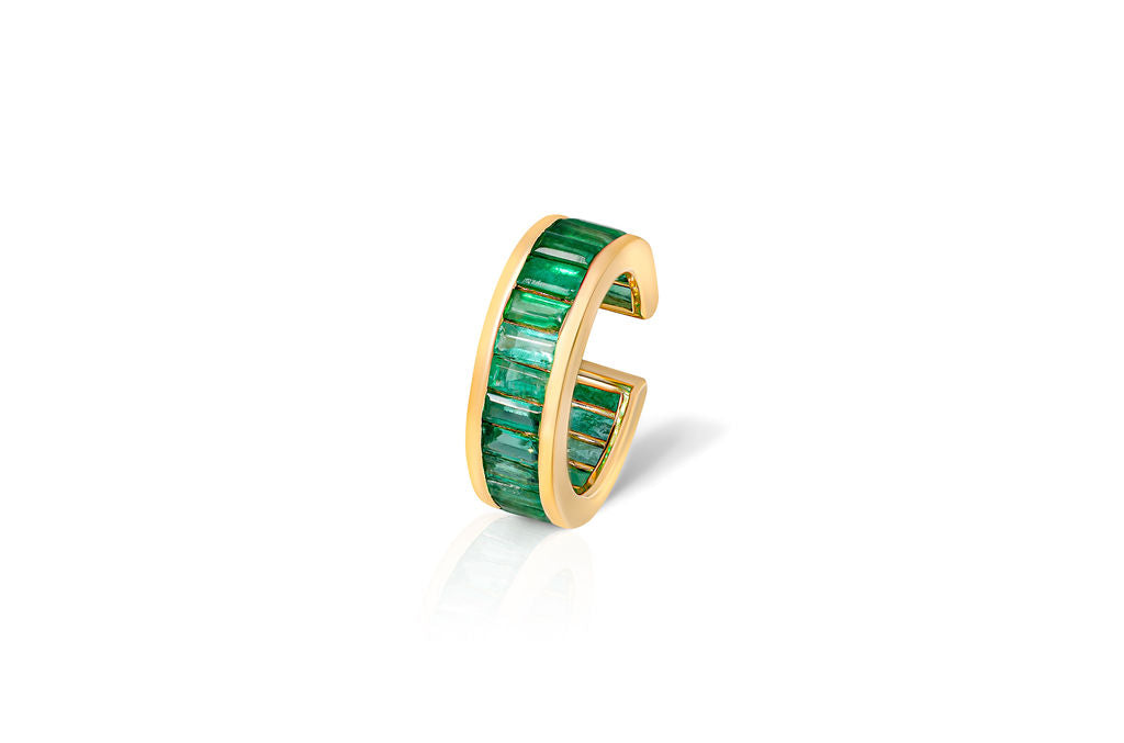 18K Gold Baguette emerald Cuff