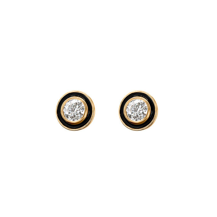 Diamond black enamel earrings