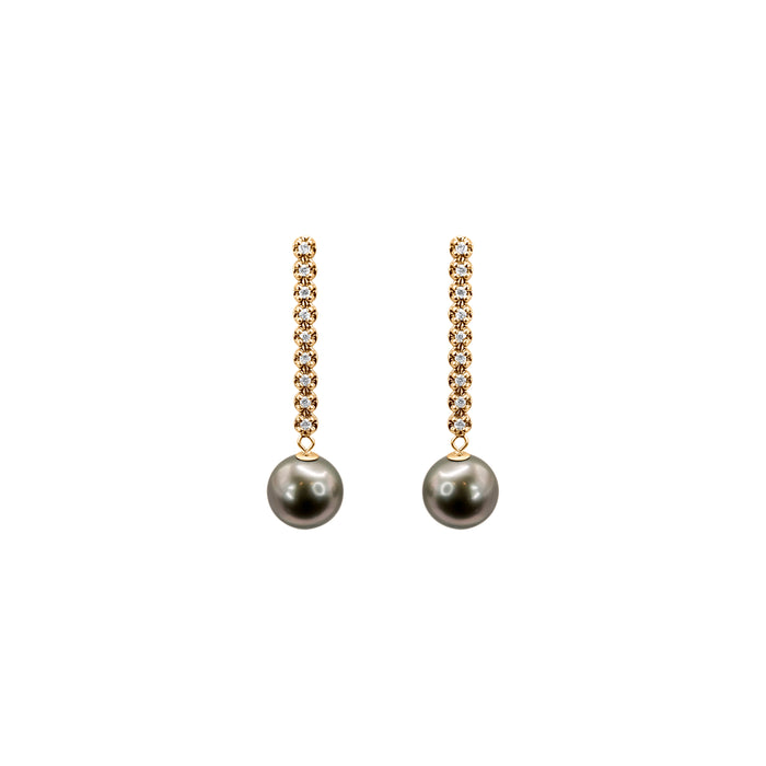 Diamond & black Tahitian pearl earrings